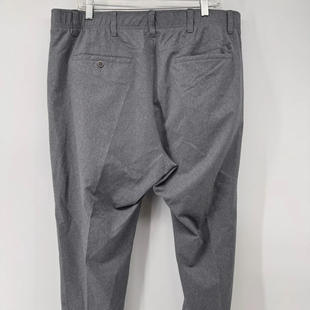 Under Armour Golf Pants Mens 40/32 Grey Heathered Stretch Waist Straight Leg